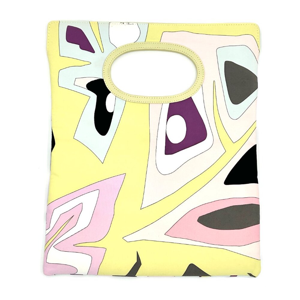 RARE Authentic Emilio Pucci SS 2004 2way Clutch Bag Yellow Lilac Pastel